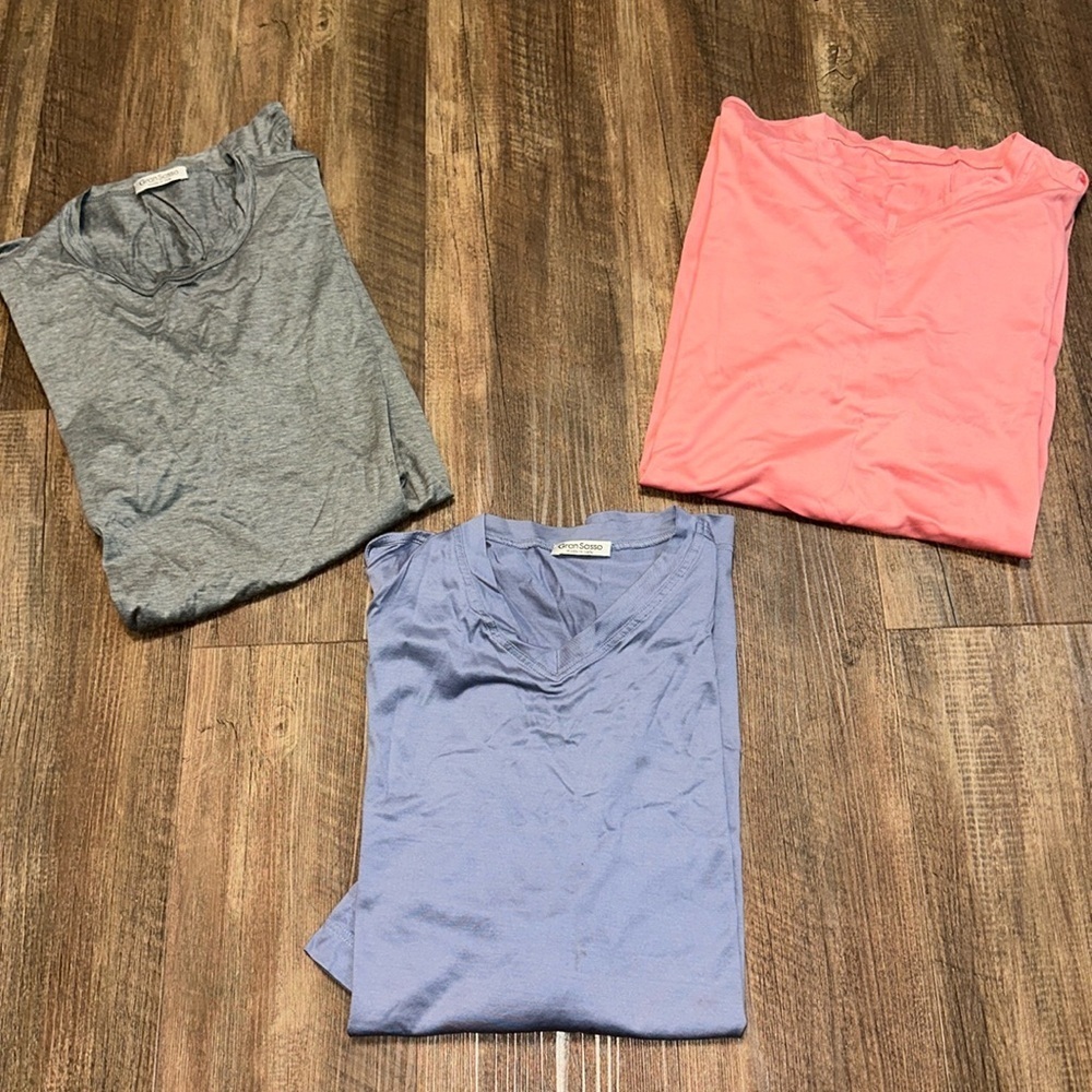 Lot of 3 Gran Sasso Knitted Tshirts 1 crewneck‎ 2 vneck no size see measurements